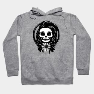 Florist Skull and Flower Black Logo Hoodie